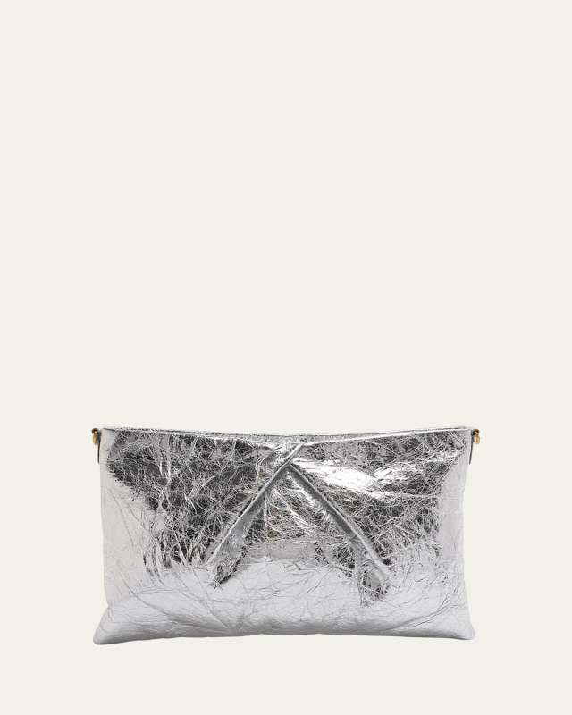 Metallic Leather Pouch Crossbody Bag